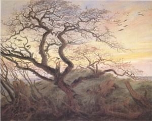 Caspar David Friedrich Tree with Crows Tumulus(or Huhnengrab) beside the Baltic Sea with Rugen Island in the Distance (mk05) Spain oil painting art